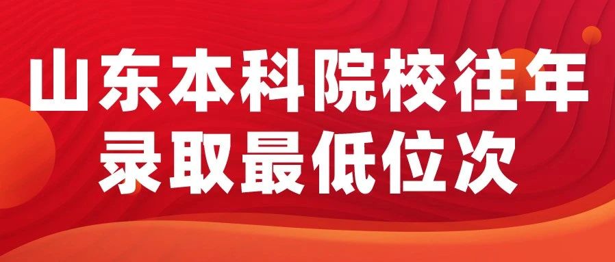 2024山东本科院校录取*低位次、*低分数汇总！